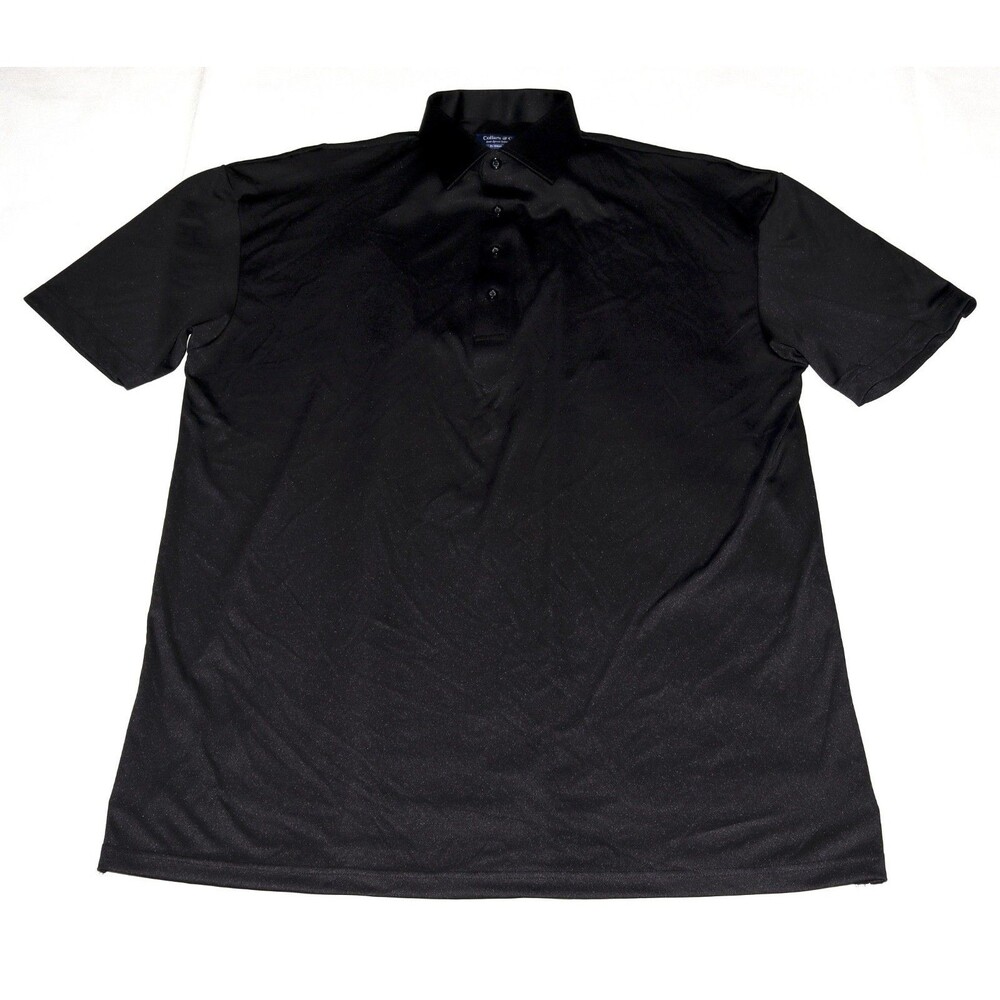 Collars & Co Semi Spread Men's Performance Short Sleeve Black Polo Shirt Size XL
